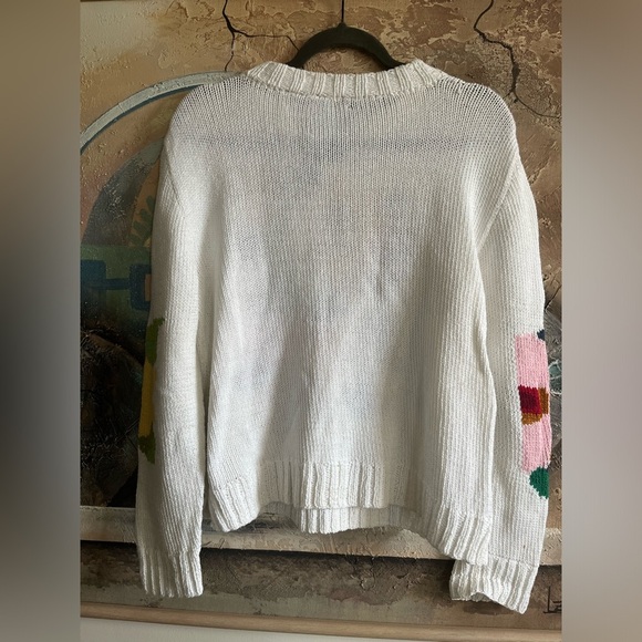 SMYTHE X AUGDEN FLORAL INTARSIA CREW Sweater- WHITE MULTI - Picture 9 of 15